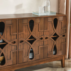 Bellemave® 60.5" Mid Century Modern Sideboard Buffet Cabinet with 4 Doors & Adjustable Shelves - Bellemave