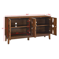 Bellemave® 60.5" Mid Century Modern Sideboard Buffet Cabinet with 4 Doors & Adjustable Shelves - Bellemave