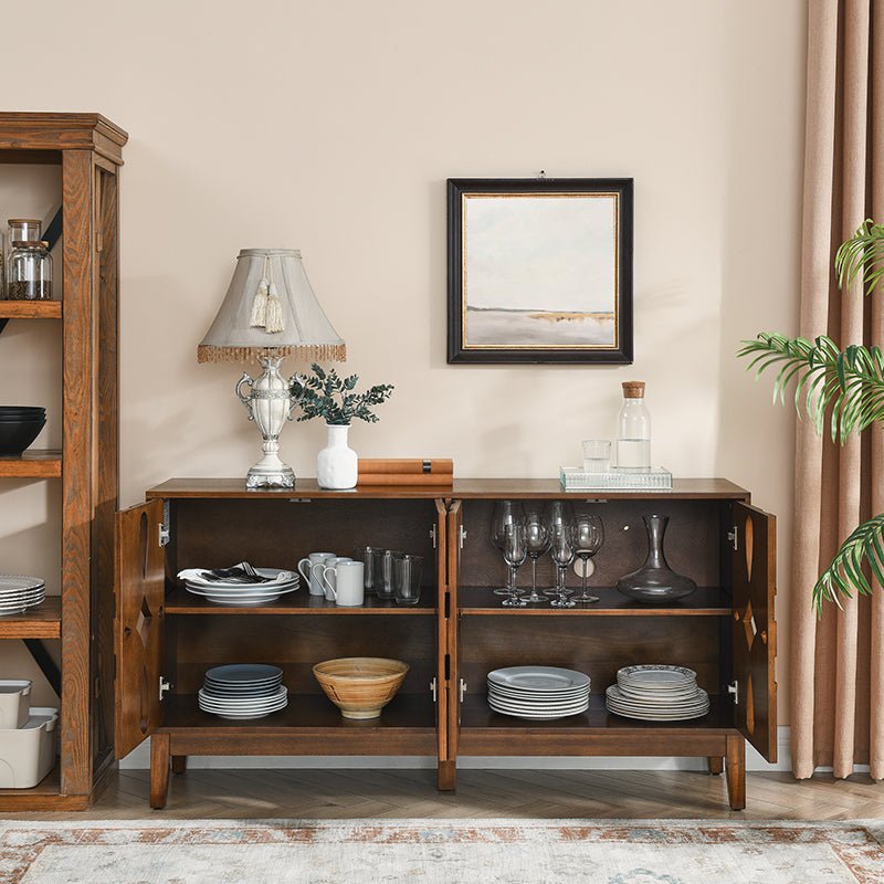 Bellemave® 60.5" Mid Century Modern Sideboard Buffet Cabinet with 4 Doors & Adjustable Shelves - Bellemave