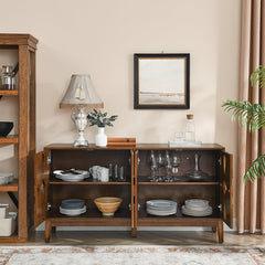 Bellemave® 60.5" Mid Century Modern Sideboard Buffet Cabinet with 4 Doors & Adjustable Shelves - Bellemave
