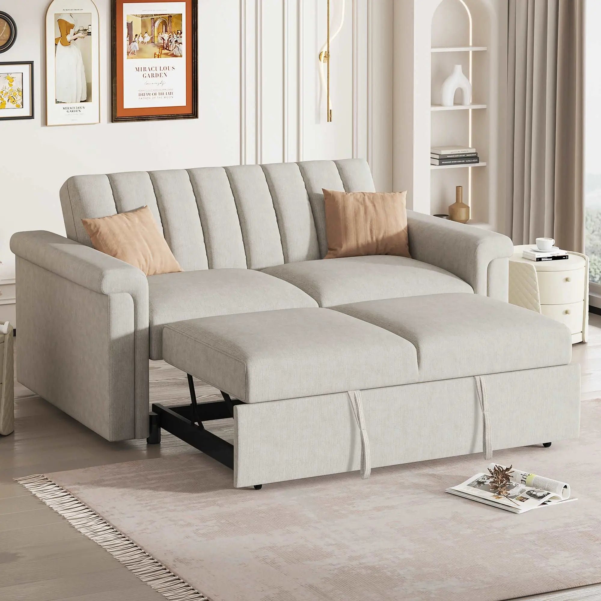 Bellemave® 61" Convertible Soft Cushion Sofa Pull Bed ,for Two People to Sit On - Bellemave