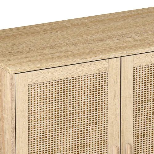Bellemave® 62.20" Elegant and Functional 4 - Door Rattan Decorative Storage Cabinet - Bellemave