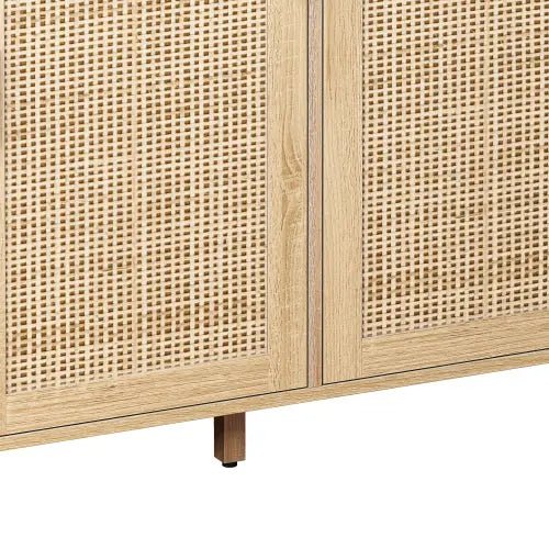 Bellemave® 62.20" Elegant and Functional 4 - Door Rattan Decorative Storage Cabinet - Bellemave
