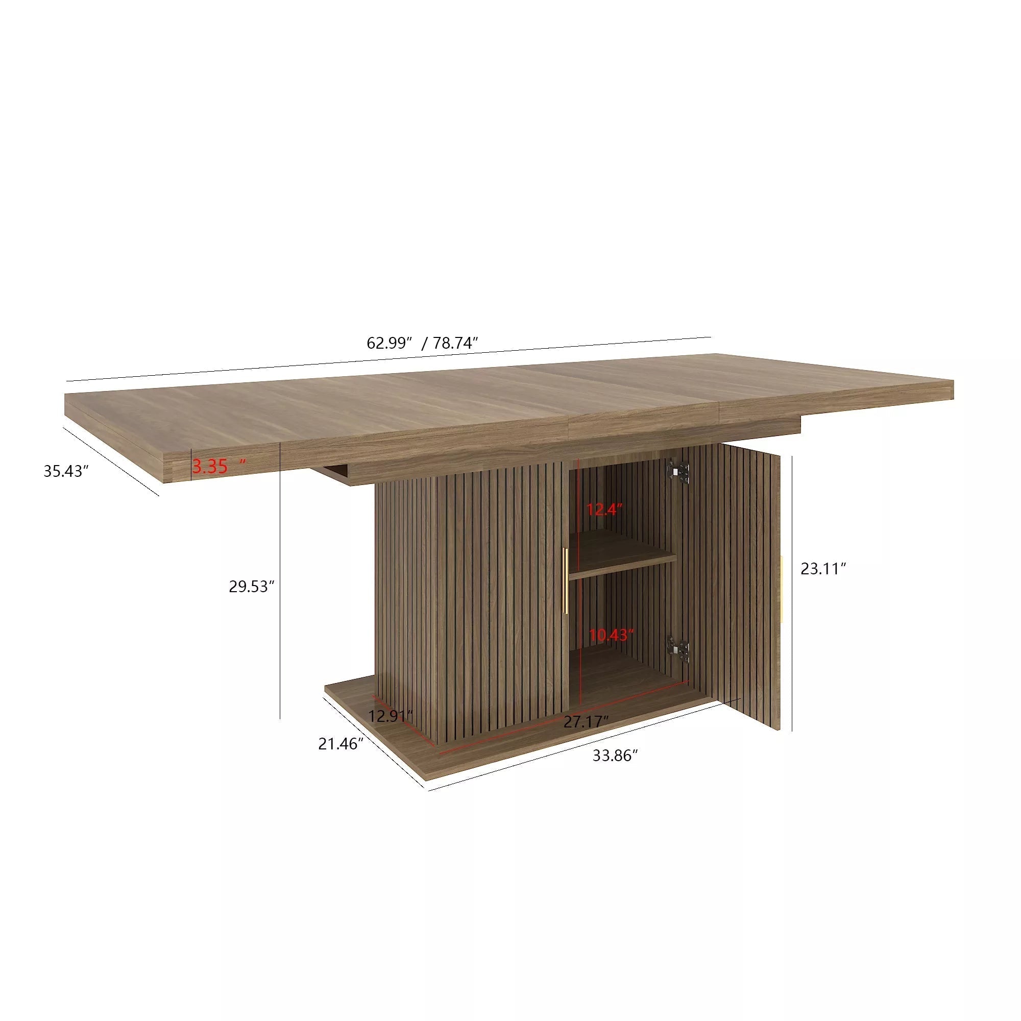 Bellemave® 62.99"-78.74" Expandable Dining Table with Storage, Extendable Dining Table for 6-10 People, Extra Hidden Storage for Tableware & Wine, Modern Farmhouse Table - Bellemave