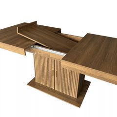 Bellemave® 62.99"-78.74" Expandable Dining Table with Storage, Extendable Dining Table for 6-10 People, Extra Hidden Storage for Tableware & Wine, Modern Farmhouse Table - Bellemave