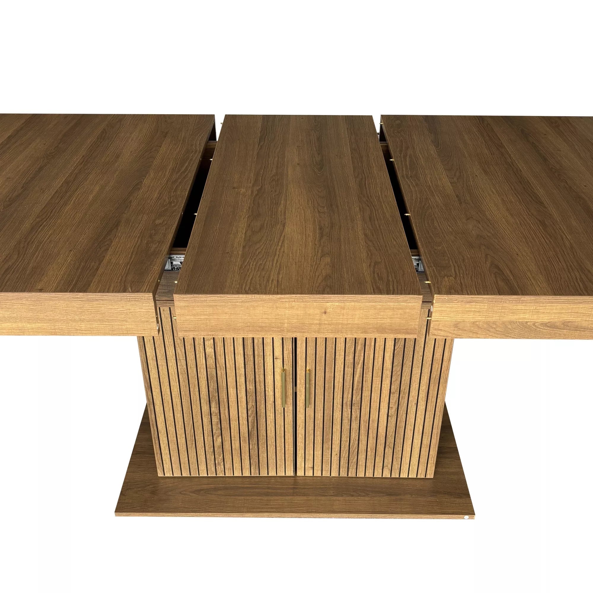Bellemave® 62.99"-78.74" Expandable Dining Table with Storage, Extendable Dining Table for 6-10 People, Extra Hidden Storage for Tableware & Wine, Modern Farmhouse Table - Bellemave