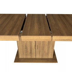 Bellemave® 62.99"-78.74" Expandable Dining Table with Storage, Extendable Dining Table for 6-10 People, Extra Hidden Storage for Tableware & Wine, Modern Farmhouse Table - Bellemave