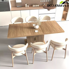 Bellemave® 62.99"-78.74" Expandable Dining Table with Storage, Extendable Dining Table for 6-10 People, Extra Hidden Storage for Tableware & Wine, Modern Farmhouse Table - Bellemave