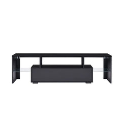 Bellemave® 63" Fashion TV Stand with LED Light Belt, Toughened Glass Shelf and Metal Handle - Bellemave