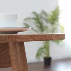 Bellemave® 63" Natural Solid Oak Round Corner Diagonal Leg Telescopic Table - Bellemave