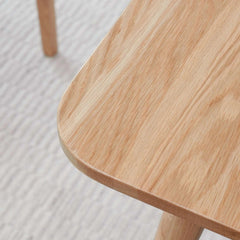 Bellemave® 63" Natural Solid Oak Round Corner Diagonal Leg Telescopic Table - Bellemave