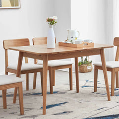 Bellemave® 63" Natural Solid Oak Round Corner Diagonal Leg Telescopic Table - Bellemave