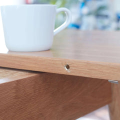 Bellemave® 63" Natural Solid Oak Round Corner Diagonal Leg Telescopic Table - Bellemave