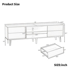 Bellemave® 63" TV Stand Features Vintage - style and Bevel Design with 4 Drawers - Bellemave