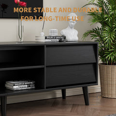 Bellemave® 63" TV Stand Features Vintage - style and Bevel Design with 4 Drawers - Bellemave