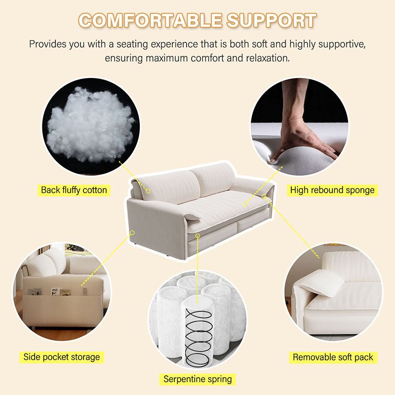 Bellemave® 66" 3 - in - 1 Queen Pull Out Sofa Bed with Side Storage - Bellemave