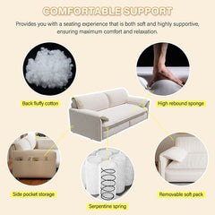 Bellemave® 66" 3 - in - 1 Queen Pull Out Sofa Bed with Side Storage - Bellemave