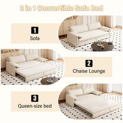 Bellemave® 66" 3 - in - 1 Queen Pull Out Sofa Bed with Side Storage - Bellemave