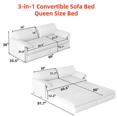 Bellemave® 66" 3 - in - 1 Queen Pull Out Sofa Bed with Side Storage - Bellemave