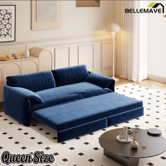 Bellemave® 66'' Velvet Queen Sleeper Sofa Bed, 3 - in - 1 Convertible Couch with Armrest for Living Room & Apartment - Bellemave