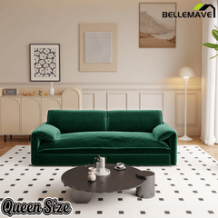 Bellemave® 66'' Velvet Queen Sleeper Sofa Bed, 3 - in - 1 Convertible Couch with Armrest for Living Room & Apartment - Bellemave