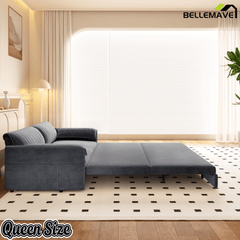 Bellemave® 66'' Velvet Queen Sleeper Sofa Bed, 3 - in - 1 Convertible Couch with Armrest for Living Room & Apartment - Bellemave