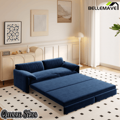 Bellemave® 66'' Velvet Queen Sleeper Sofa Bed, 3 - in - 1 Convertible Couch with Armrest for Living Room & Apartment - Bellemave
