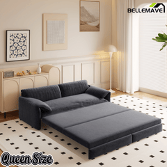 Bellemave® 66'' Velvet Queen Sleeper Sofa Bed, 3 - in - 1 Convertible Couch with Armrest for Living Room & Apartment - Bellemave