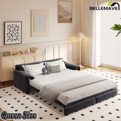 Bellemave® 66'' Velvet Queen Sleeper Sofa Bed, 3 - in - 1 Convertible Couch with Armrest for Living Room & Apartment - Bellemave
