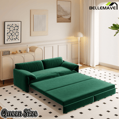 Bellemave® 66'' Velvet Queen Sleeper Sofa Bed, 3 - in - 1 Convertible Couch with Armrest for Living Room & Apartment - Bellemave
