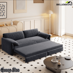 Bellemave® 66'' Velvet Queen Sleeper Sofa Bed, 3 - in - 1 Convertible Couch with Armrest for Living Room & Apartment - Bellemave