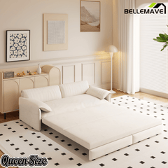 Bellemave® 66'' Velvet Queen Sleeper Sofa Bed, 3 - in - 1 Convertible Couch with Armrest for Living Room & Apartment - Bellemave