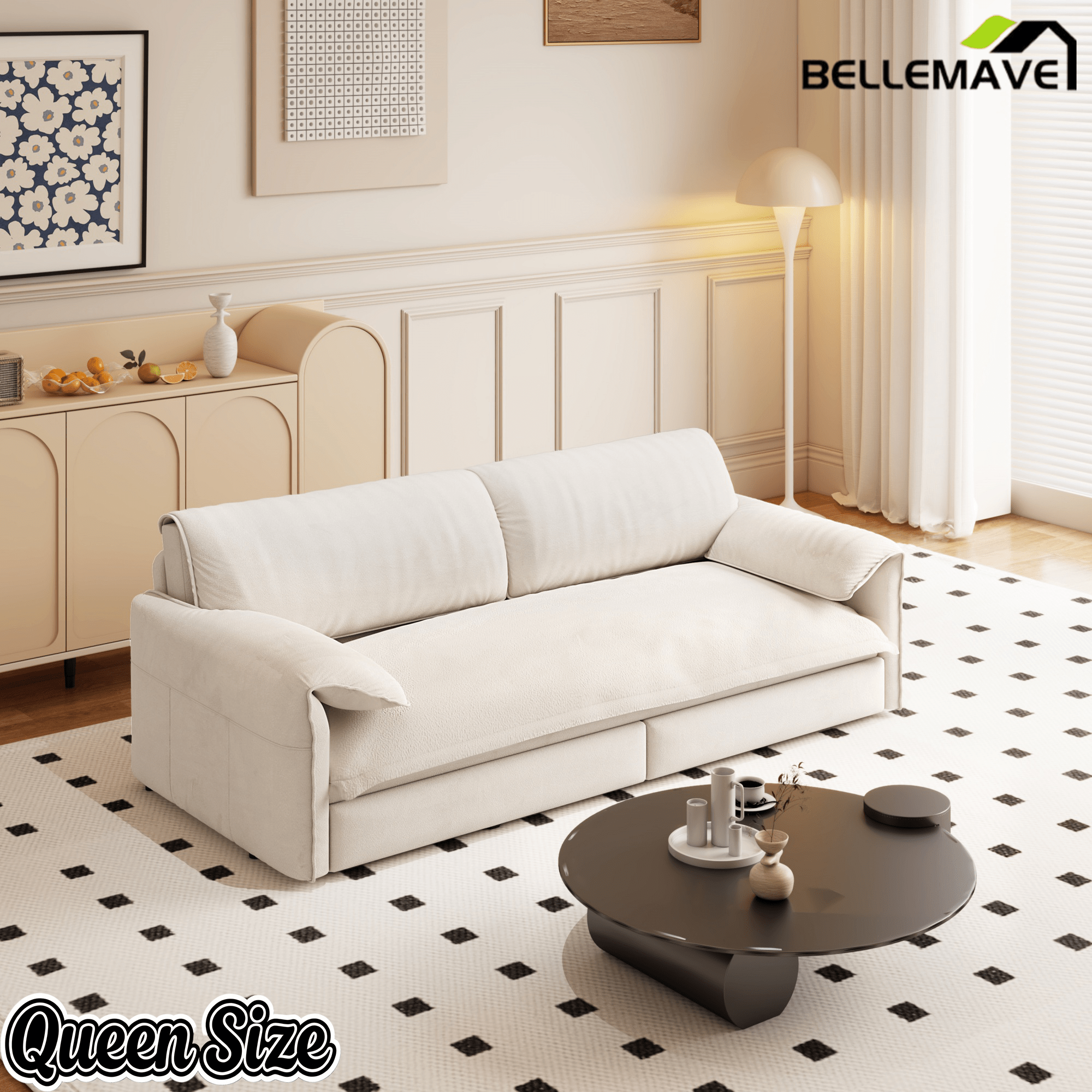 Bellemave® 66'' Velvet Queen Sleeper Sofa Bed, 3 - in - 1 Convertible Couch with Armrest for Living Room & Apartment - Bellemave