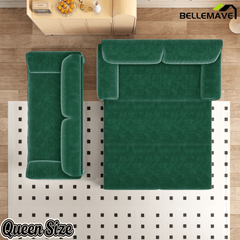Bellemave® 66'' Velvet Queen Sleeper Sofa Bed, 3 - in - 1 Convertible Couch with Armrest for Living Room & Apartment - Bellemave