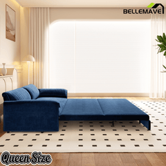 Bellemave® 66'' Velvet Queen Sleeper Sofa Bed, 3 - in - 1 Convertible Couch with Armrest for Living Room & Apartment - Bellemave