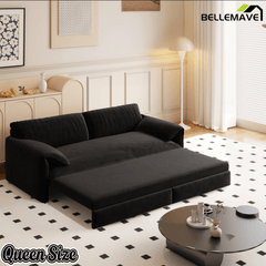 Bellemave® 66'' Velvet Queen Sleeper Sofa Bed, 3 - in - 1 Convertible Couch with Armrest for Living Room & Apartment - Bellemave