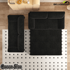 Bellemave® 66'' Velvet Queen Sleeper Sofa Bed, 3 - in - 1 Convertible Couch with Armrest for Living Room & Apartment - Bellemave