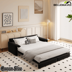 Bellemave® 66'' Velvet Queen Sleeper Sofa Bed, 3 - in - 1 Convertible Couch with Armrest for Living Room & Apartment - Bellemave