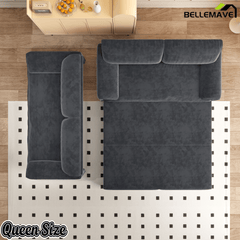 Bellemave® 66'' Velvet Queen Sleeper Sofa Bed, 3 - in - 1 Convertible Couch with Armrest for Living Room & Apartment - Bellemave