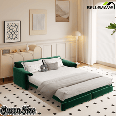 Bellemave® 66'' Velvet Queen Sleeper Sofa Bed, 3 - in - 1 Convertible Couch with Armrest for Living Room & Apartment - Bellemave