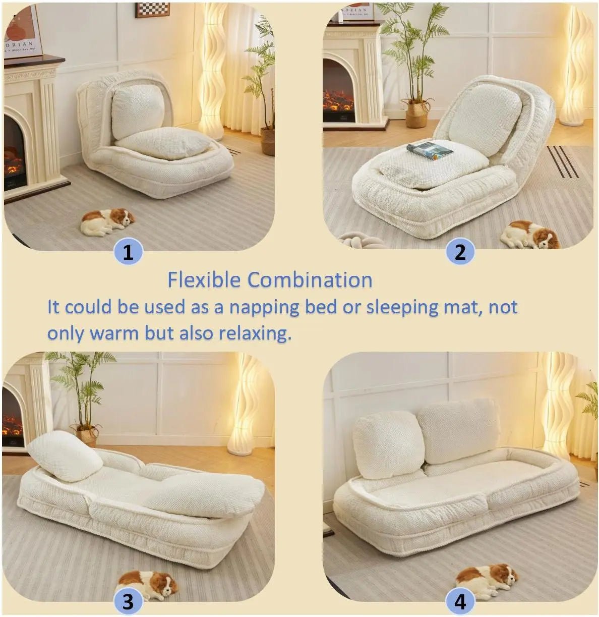 Bellemave® 69.3" Lazy Sofa Couch,5 Adjustable Position,Sit,Sleep,Fold - Bellemave