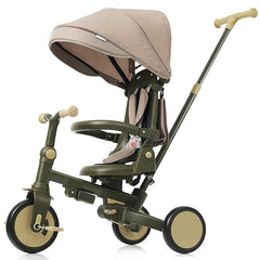 Bellemave® 7 in 1 Foldable Toddler Tricycle with Removable and Adjustable Parent Handle, Removable Pedal, Canopy, Guardrail（for 12 - 72 Months） - Bellemave