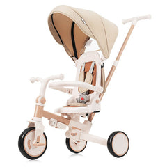 Bellemave® 7 in 1 Foldable Toddler Tricycle with Removable and Adjustable Parent Handle, Removable Pedal, Canopy, Guardrail（for 12 - 72 Months） - Bellemave