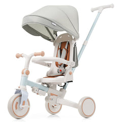 Bellemave® 7 in 1 Foldable Toddler Tricycle with Removable and Adjustable Parent Handle, Removable Pedal, Canopy, Guardrail（for 12 - 72 Months） - Bellemave