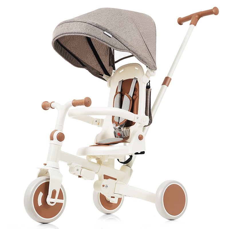 Bellemave® 7 in 1 Foldable Toddler Tricycle with Removable and Adjustable Parent Handle, Removable Pedal, Canopy, Guardrail（for 12 - 72 Months） - Bellemave