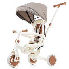 Bellemave® 7 in 1 Foldable Toddler Tricycle with Removable and Adjustable Parent Handle, Removable Pedal, Canopy, Guardrail（for 12 - 72 Months） - Bellemave