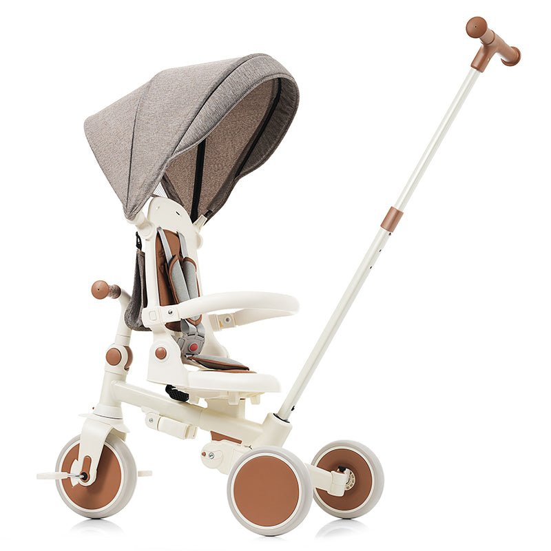 Bellemave® 7 in 1 Foldable Toddler Tricycle with Removable and Adjustable Parent Handle, Removable Pedal, Canopy, Guardrail（for 12 - 72 Months） - Bellemave