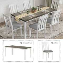 Bellemave® 7 - Piece Retro Style Dining Table Set with Extendable Table and 6 Upholstered Chairs - Bellemave