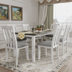 Bellemave® 7 - Piece Retro Style Dining Table Set with Extendable Table and 6 Upholstered Chairs - Bellemave
