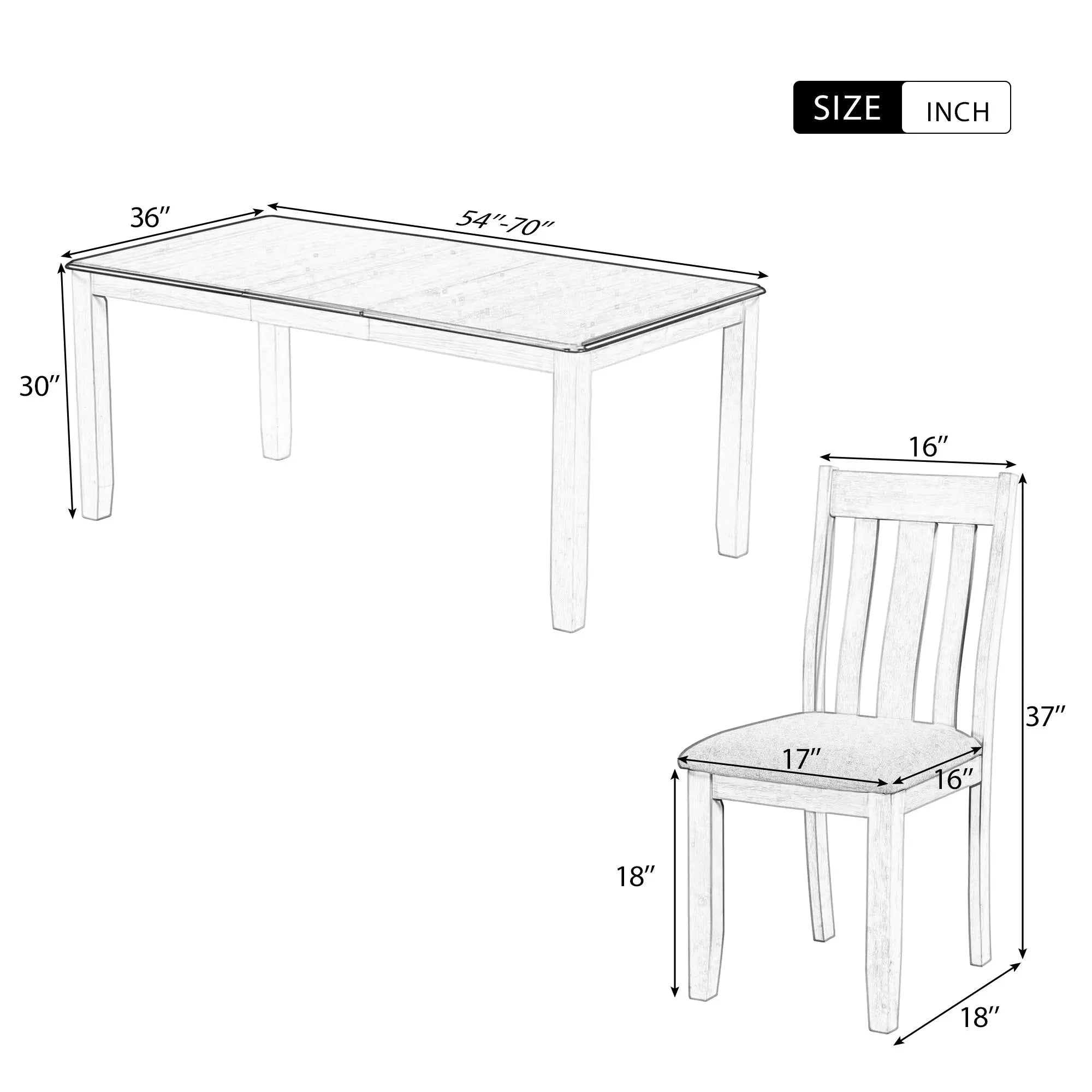 Bellemave® 7 - Piece Retro Style Dining Table Set with Extendable Table and 6 Upholstered Chairs - Bellemave